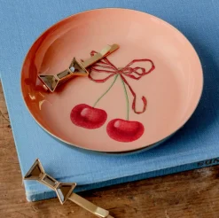 Roomytown Cherries Round Enamel Printed Tray