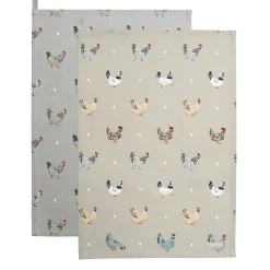 Sophie Allport Chicken & Lay a Little Egg Set of 2 Tea Towels by
