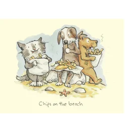 Two Bad Mice Chips on the Beach Greetings Card