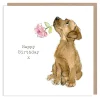 Paper Shed Design Chocolate Labrador with Pink Rose "Happy Birthday" Greetings Card