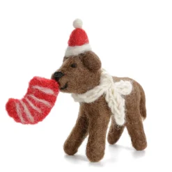 Amica Felt Chocolate Labrador with Stocking Felt Decoration