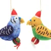 Amica Felt Christmas Budgie with a Present Felt Decoration