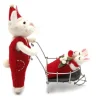Amica Felt Christmas Bunny with Babies in Wheelbarrow Felt Decoration