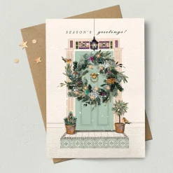 Stephanie Davies Christmas Door Wreath Greeting Card