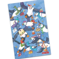 Emma Ball Christmas Flying Puffin Tea Towel