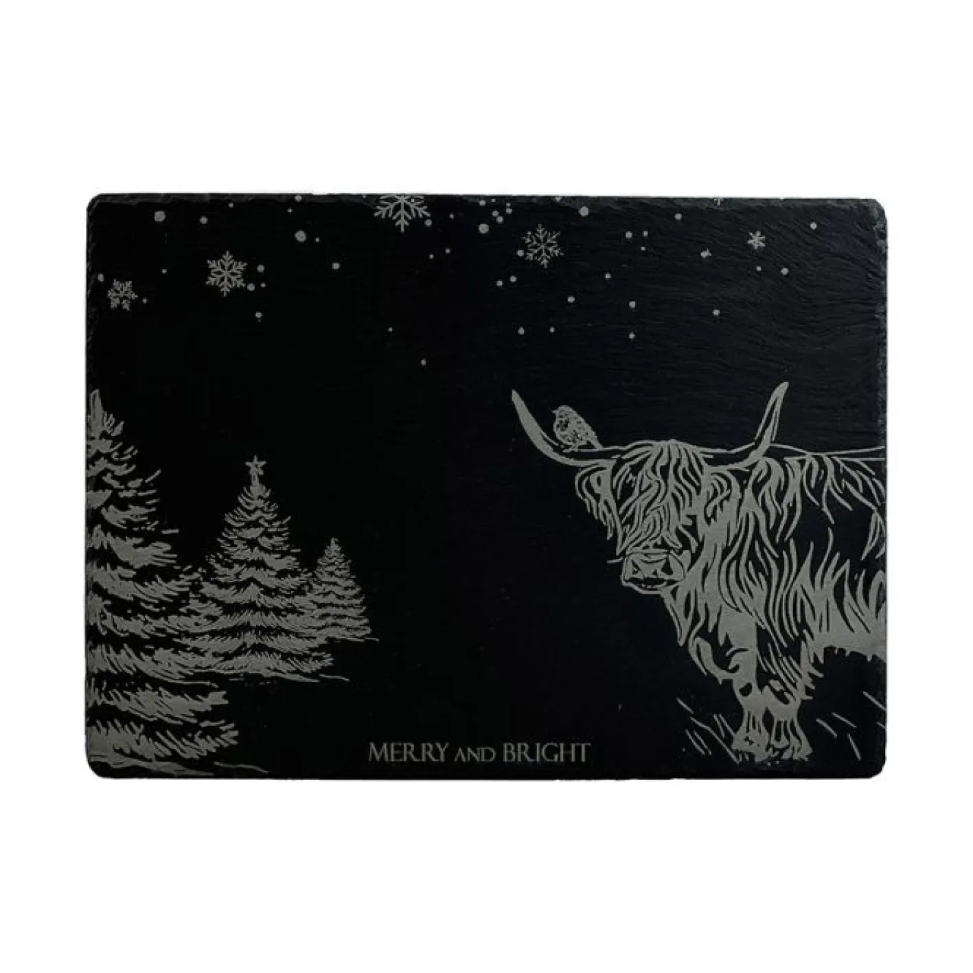 Selbrae Christmas Highland Cow Slate Cheese Board