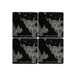 Selbrae Christmas Highland Cow Slate Coasters- Set of 4