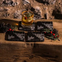 Selbrae Christmas Highland Cow Slate Coasters- Set of 4