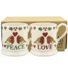 Emma Bridgewater Christmas Joy 'Peace and Love' Robins Set of 2 Half Pint Mugs 2023