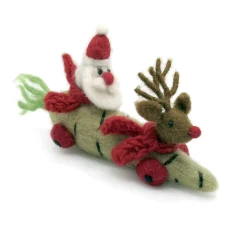 Amica Felt Christmas Parsnip Car with Santa & Reindeer Felt Decoration