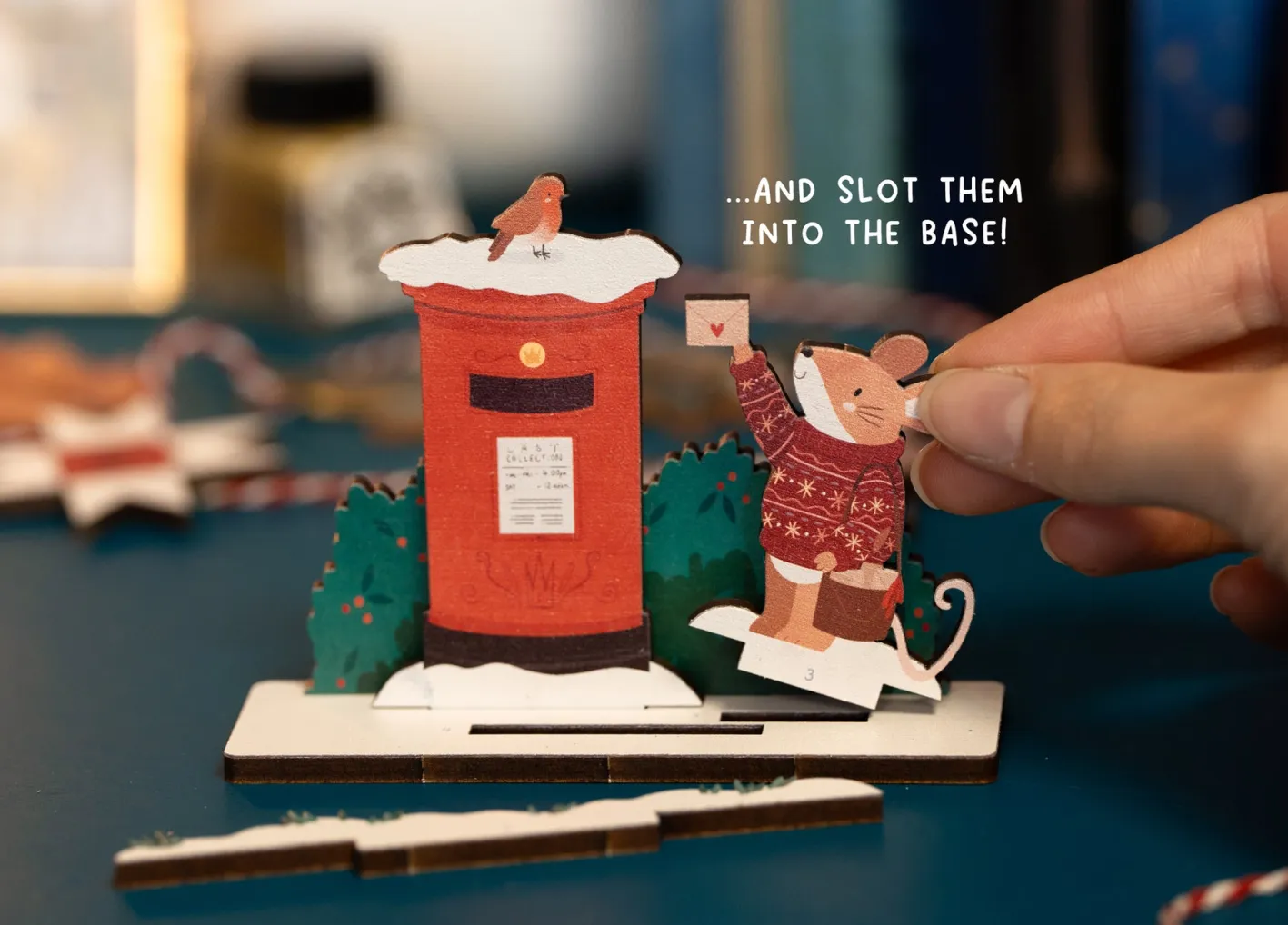 Dapple & Dot Christmas Postbox Mouse Pop Out Card