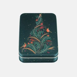 Sara Miller London Christmas Robin Tree Small Rectangular Tin