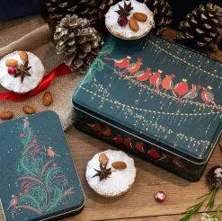 Sara Miller London Christmas Robin Tree Small Rectangular Tin