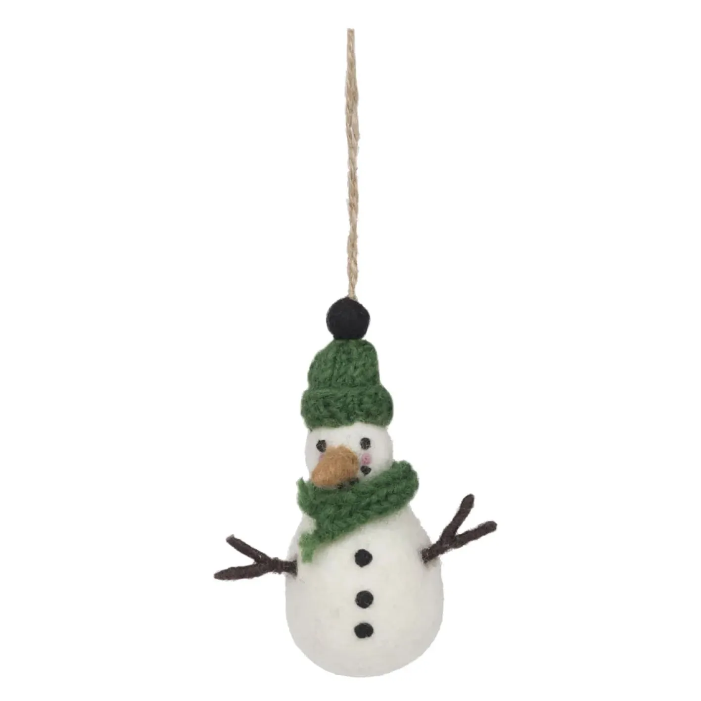 Sophie Allport Christmas Snowman Green Felt Tree Decoration
