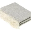 Bronte Moon Classic Collection Herringbone Gray Marino Lambswool Throw Blanket