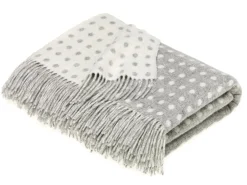 Bronte Moon Classic Collection Spot Gray Merino Lambswool Throw Blanket