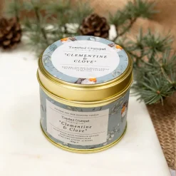 Toasted Crumpet Clementine & Clove Candle in a Matte Gold Tin