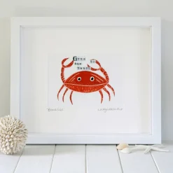 Lucky Lobster Coastal Crab Framed Print