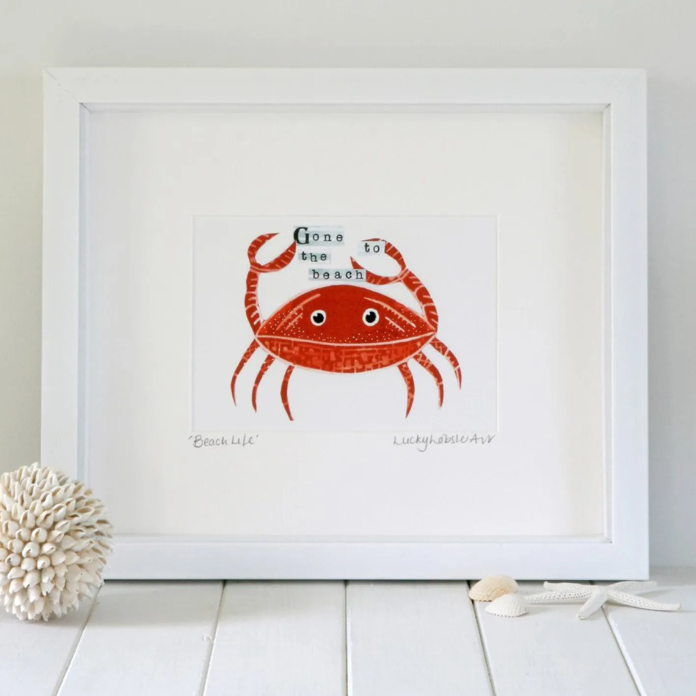 Lucky Lobster Coastal Crab Framed Print