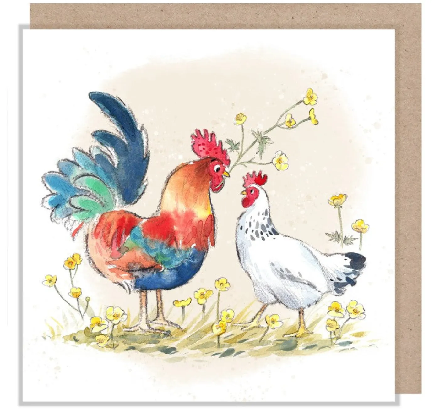 Paper Shed Design Cock and Hen Greetings Card