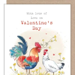 Paper Shed Design Cock and Hen "With lots of Love on Valentine's Day" Greetings Card