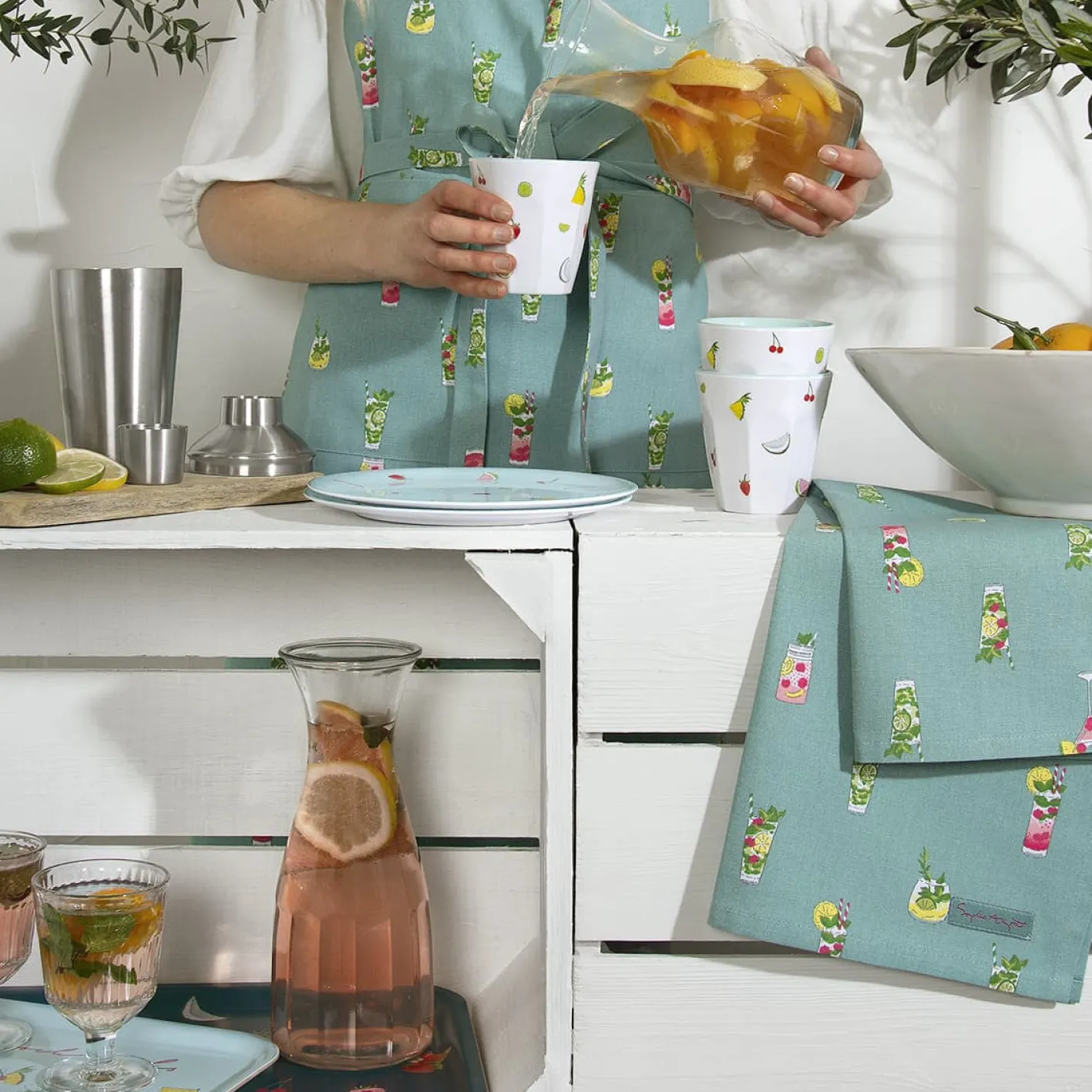 Sophie Allport Cocktails Set of 2 Tea Towels by