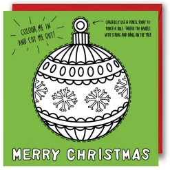 Yeti Color In & Cut Out Christmas Card - Bauble