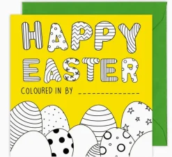 Yeti Colouring In "Happy Easter" Card