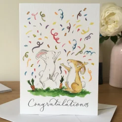 Ellie Hooi Illustration Congratulations Bunnies Greeting Card