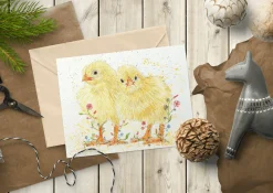 Jen Winnett Connie and Clyde the Chicks Blank Greetings Eco Card