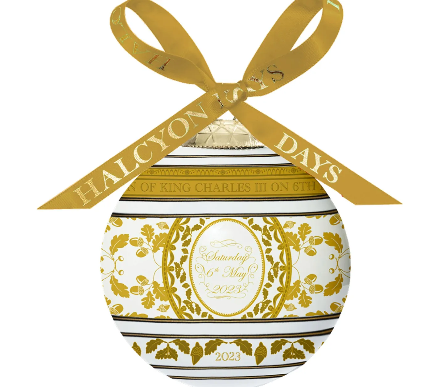 Halcyon Days Coronation Gold Bone China 3" Bauble