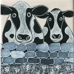 Moorland Pottery Cows Over Wall Coaster by