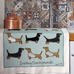 Poppy Treffry Dachshunds Tea Towel