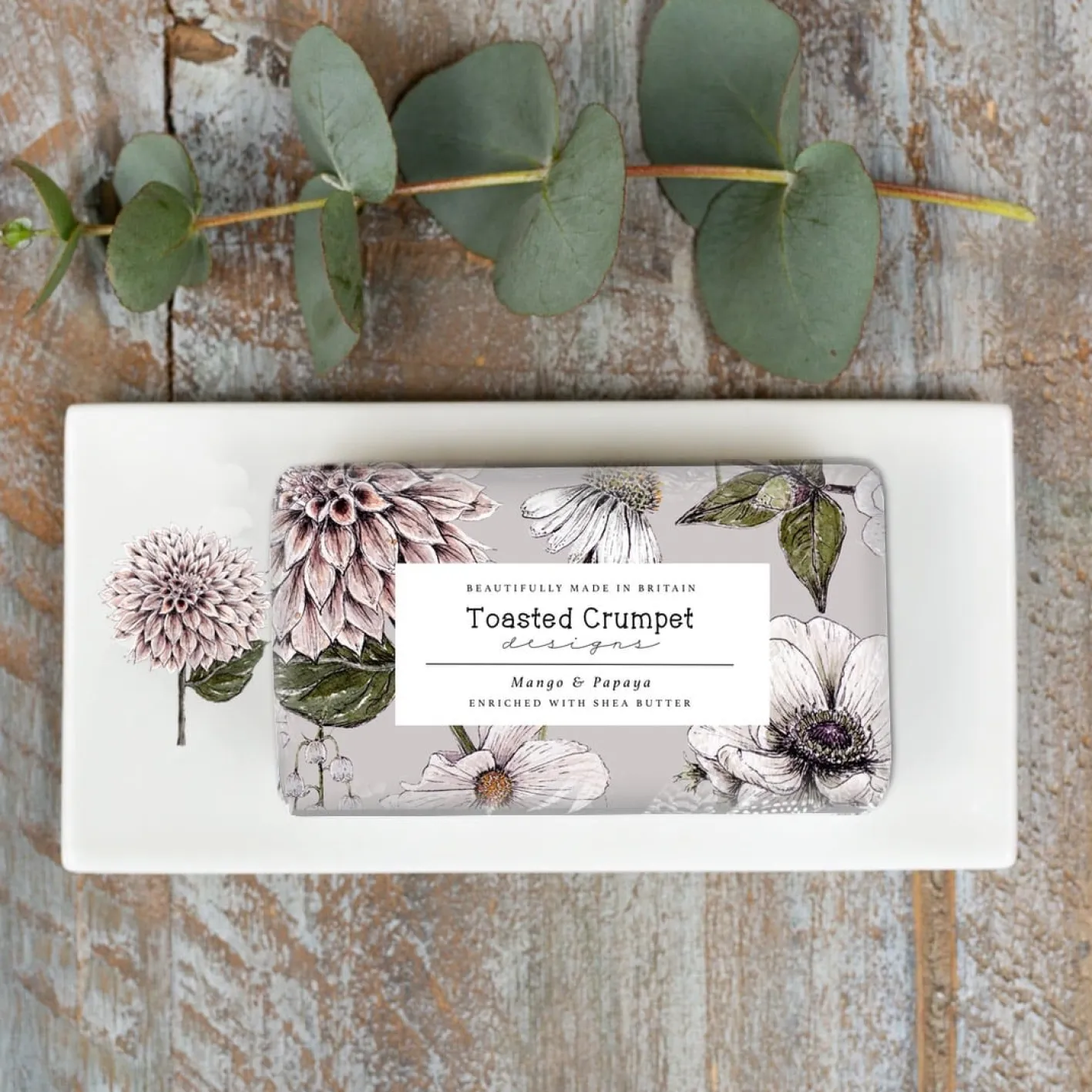 Toasted Crumpet Dahlia China Rectangular Soap Dish