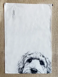 Katherine Sheard Designs Dino Dog Tea Towel