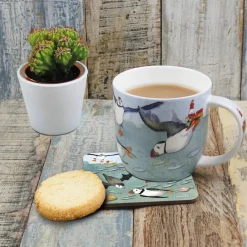 Emma Ball Diving Puffins Bone China Mug- (Boxed)