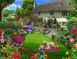 All Jigsaw Puzzles Dogs in a Cottage Garden 1000 Piece Jigsaw Puzzle