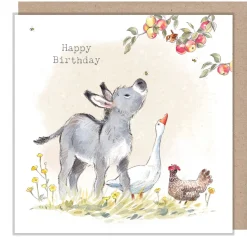 Paper Shed Design Donkey With Apples "Happy Birthday" Greetings Card
