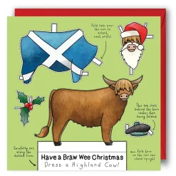 Yeti Dress a Highland Cow Christmas Card