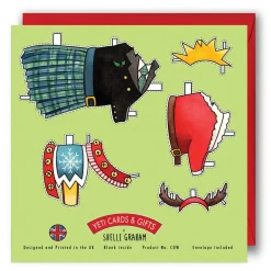 Yeti Dress a Highland Cow Christmas Card