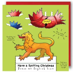 Yeti Dress an English Lion Christmas Card