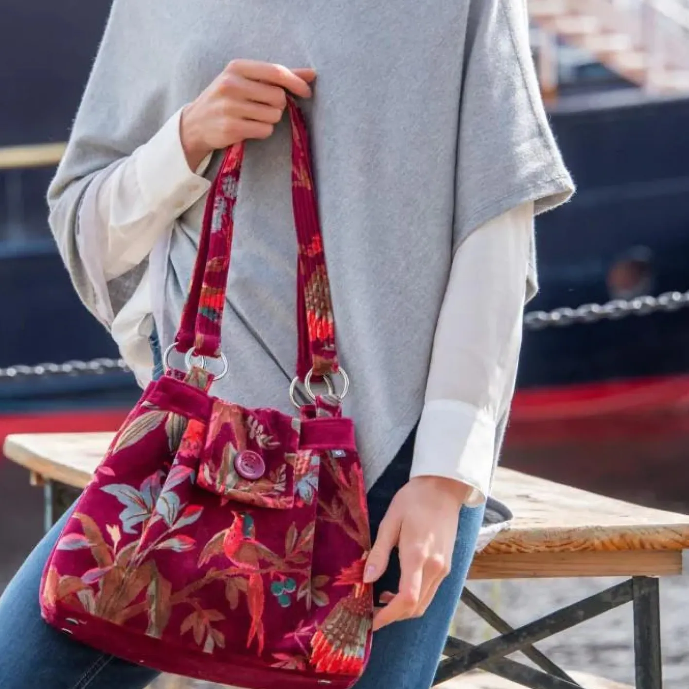 Earth Squared Bags Eden Red Botanical Velvet Ava Bag