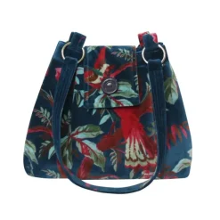 Earth Squared Bags Eden Teal Botanical Velvet Ava Bag