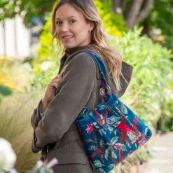 Earth Squared Bags Eden Teal Botanical Velvet Ava Bag