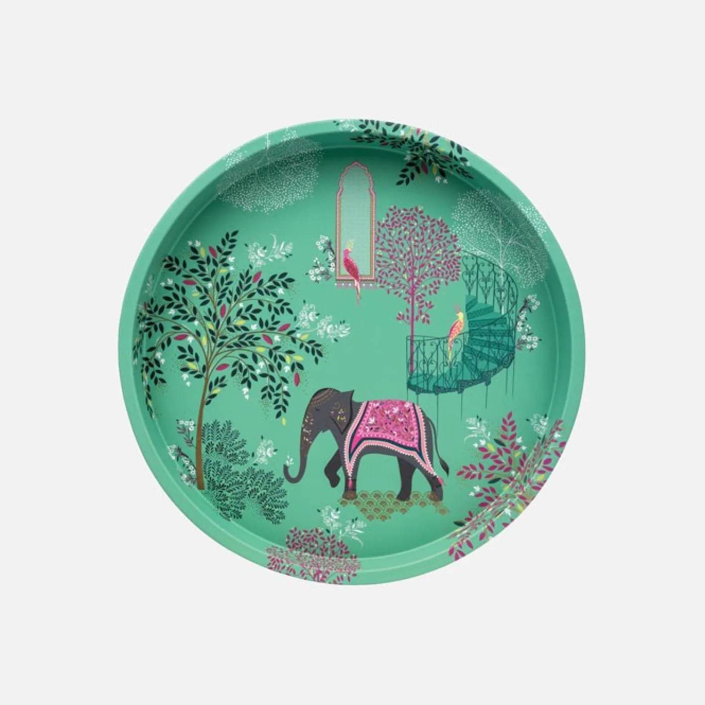 Sara Miller London Elephant's Oasis Garden Deepwell Tin Tray