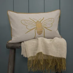 Sophie Allport Embroidered Bees Linen Blend Pillow