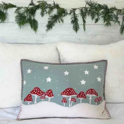 Jan Constantine Enchanted Mushroom Pillow - Duck Egg Blue
