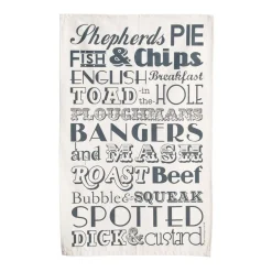 Victoria Eggs English Dinner Tea Towel - Charcoal