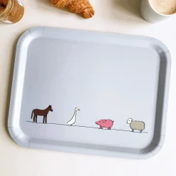 Jin Designs Farm Collection Birch Wood Tray