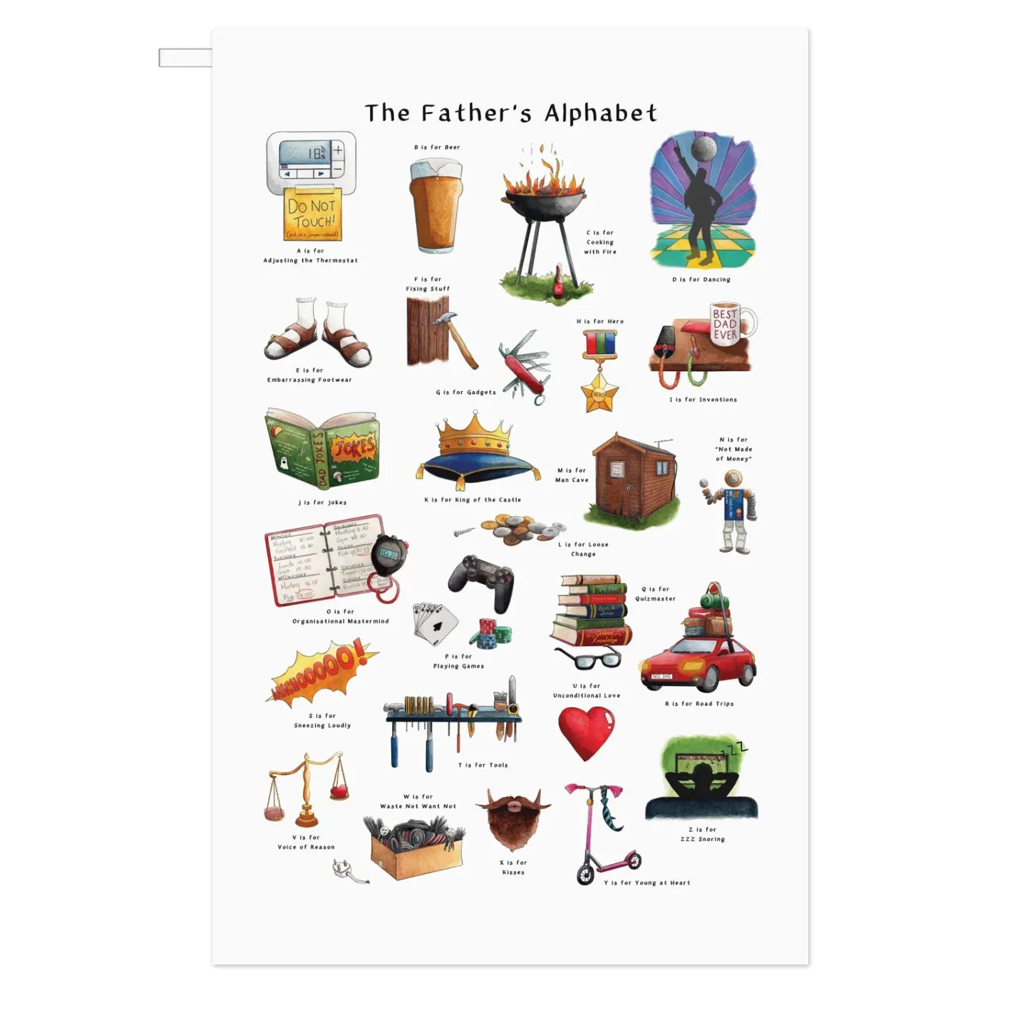 Yeti Father's Alphabet Tea Towel